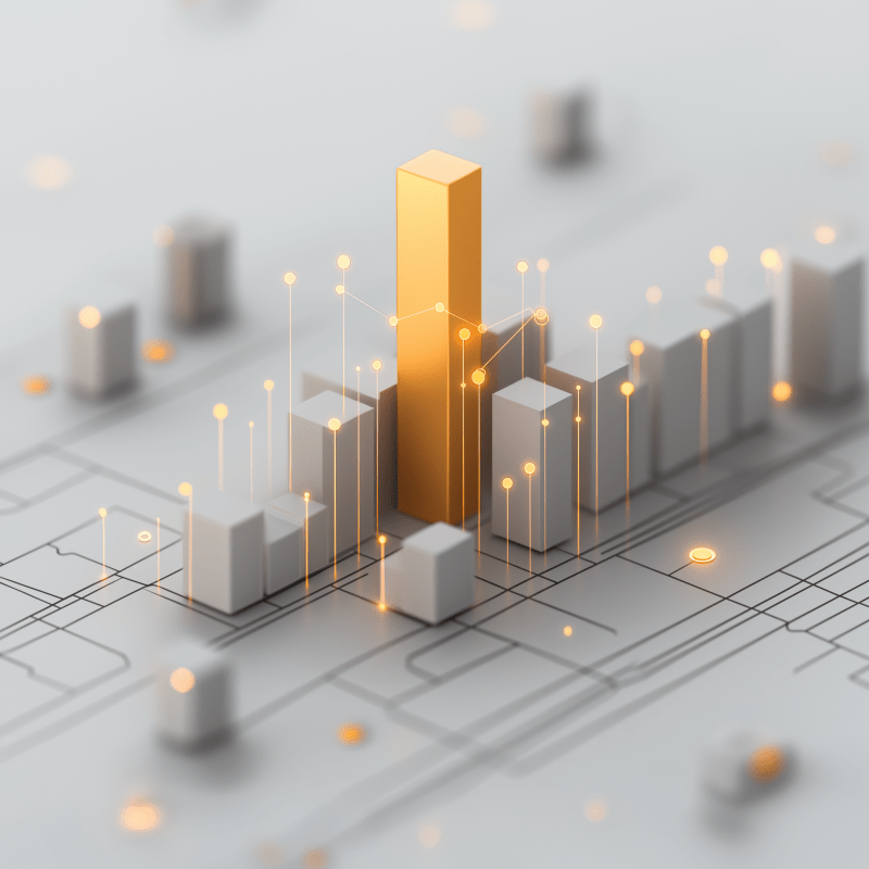 Data Visualization of a gold bar standing out amongst other grey ones